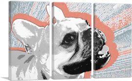 Bulldog Dog Breed-3-Panels-60x40x1.5 Thick