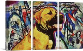 Boerboel Mastiff Dog Breed Colorful Abstract-3-Panels-90x60x1.5 Thick