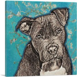 Cane Corso Dog Breed Teal White Flowers-1-Panel-36x36x1.5 Thick