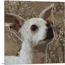 Chihuahua Dog Breed Brown Flowers-1-Panel-12x12x1.5 Thick