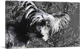 Chinese Crested Dog Breed Black White Flowers-1-Panel-18x12x1.5 Thick