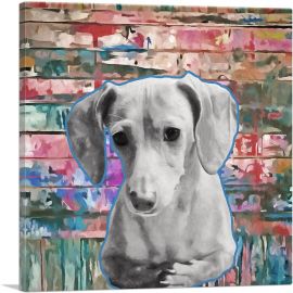 Dachshund Dog Breed Colorful Graffiti-1-Panel-18x18x1.5 Thick