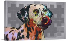 Dalmatian Dog Breed Colorful Checkered Pattern-1-Panel-60x40x1.5 Thick