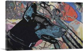 Doberman Dog Breed Colorful Abstract-1-Panel-40x26x1.5 Thick
