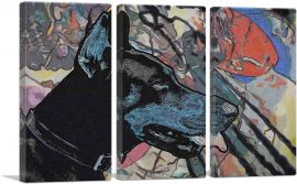 Doberman Dog Breed Colorful Abstract-3-Panels-90x60x1.5 Thick