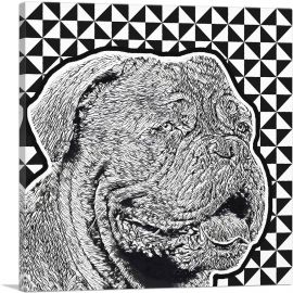 Dogue de Bordeaux Dog Breed Black White Pattern-1-Panel-18x18x1.5 Thick