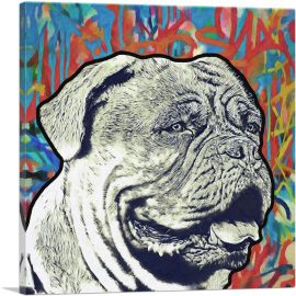 Dogue de Bordeaux Dog Breed Colorful Graffiti-1-Panel-12x12x1.5 Thick