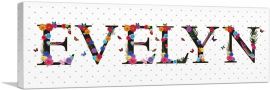 EVELYN Girls Name Room Decor-1-Panel-36x12x1.5 Thick
