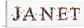 JANET Girls Name Room Decor-1-Panel-36x12x1.5 Thick