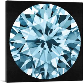 Blue on Black Round Brilliant Cut Diamond Jewel-1-Panel-36x36x1.5 Thick