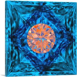 Blue Orange Princess Cut Diamond Jewel-1-Panel-18x18x1.5 Thick