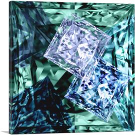 Blue Purple Green Princess Cut Diamond Jewel-1-Panel-12x12x1.5 Thick