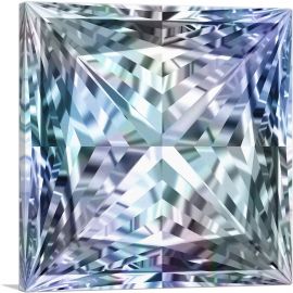 Blue White Princess Cut Diamond Jewel-1-Panel-12x12x1.5 Thick