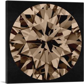 Champagne Brown on Black Round Brilliant Cut Diamond Jewel-1-Panel-18x18x1.5 Thick