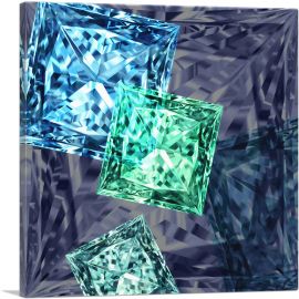 Dark Blue Purple Green Princess Cut Diamond Jewel-1-Panel-18x18x1.5 Thick