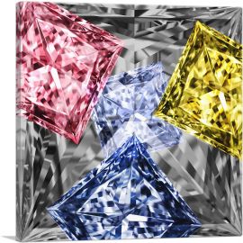 Gray Yellow Purple Pink Princess Cut Diamond Jewel-1-Panel-12x12x1.5 Thick