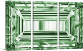 Green Emerald Cut Diamond Jewel-3-Panels-90x60x1.5 Thick