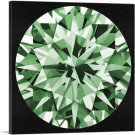Green on Black Round Brilliant Cut Diamond Jewel-1-Panel-18x18x1.5 Thick