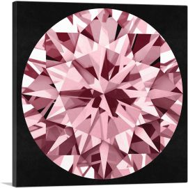 Hot Pink on Black Round Brilliant Cut Diamond Jewel-1-Panel-12x12x1.5 Thick