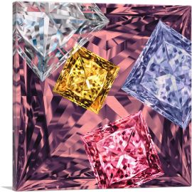 Pink Purple White Yellow Princess Cut Diamond Jewel-1-Panel-26x26x.75 Thick