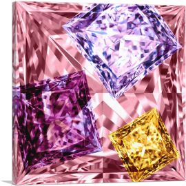 Pink Purple Yellow Princess Cut Diamond Jewel