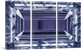 Purple Blue Emerald Cut Diamond Jewel-3-Panels-60x40x1.5 Thick