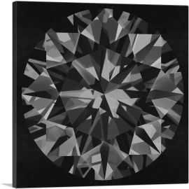 Black on Black Round Brilliant Cut Diamond Jewel-1-Panel-18x18x1.5 Thick