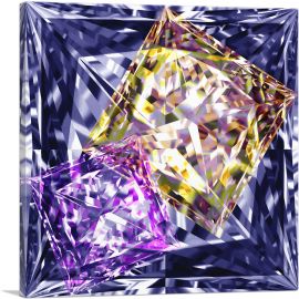 Purple Violet Yellow Princess Cut Diamond Jewel-1-Panel-36x36x1.5 Thick