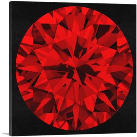 Red on Black Round Brilliant Cut Diamond Jewel
