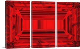 Ruby Red Emerald Cut Diamond Jewel-3-Panels-60x40x1.5 Thick