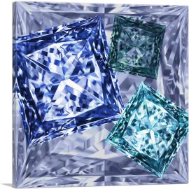 Violet Blue Teal Princess Cut Diamond Jewel-1-Panel-26x26x.75 Thick