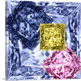 Violet Purple Pink Yellow Princess Cut Diamond Jewel-1-Panel-18x18x1.5 Thick