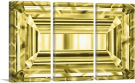 Yellow Emerald Cut Diamond Jewel-3-Panels-90x60x1.5 Thick