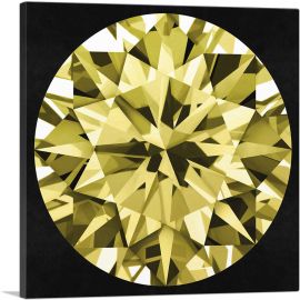 Yellow on Black Round Brilliant Cut Diamond Jewel-1-Panel-36x36x1.5 Thick
