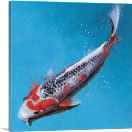 Asagi Koi Carp Fish Japan China Asia-1-Panel-36x36x1.5 Thick