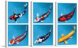 Koi Fish Kawarigo Goshiki Showa Syusui Hikarimuji Kujyaku-3-Panels-90x60x1.5 Thick
