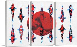 Red Orange Koi Carp Fish Japan Flag-3-Panels-60x40x1.5 Thick