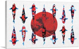 Red Orange Koi Carp Fish Japan Flag-1-Panel-12x8x.75 Thick