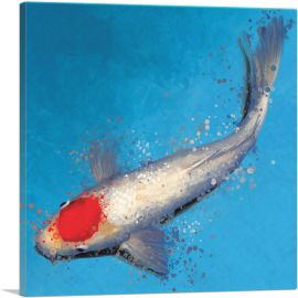Tancho Koi Carp Fish Japan China Asia-1-Panel-26x26x.75 Thick
