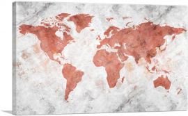 Coral White World Map Globe-1-Panel-26x18x1.5 Thick