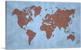 Baby Blue Brown World Map Globe-1-Panel-60x40x1.5 Thick