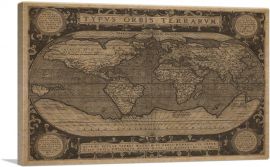 Vintage World Map Globe-1-Panel-12x8x.75 Thick