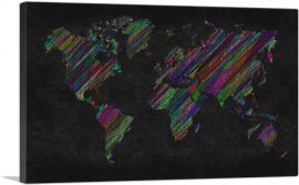 Black Colorful World Map-1-Panel-60x40x1.5 Thick