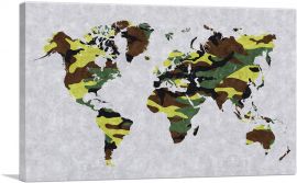 Green Brown Army Camo World Map