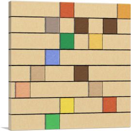 Mid-Century Modern Colored Squares on Beige Rows