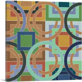Mid-Century Modern Composition of Circles and Squares-1-Panel-26x26x.75 Thick