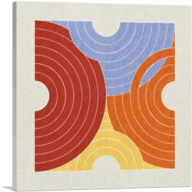 Mid-Century Modern A Square of Half Circles-1-Panel-18x18x1.5 Thick
