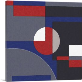 Mid-Century Modern Composition in Blue, Red, and Black-1-Panel-26x26x.75 Thick