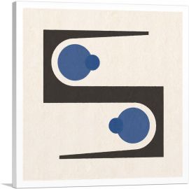 Mid-Century Modern Blue Circles Hiding in Caves-1-Panel-18x18x1.5 Thick