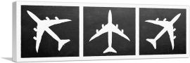 Mid-Century Modern Black Planes Top View-1-Panel-36x12x1.5 Thick